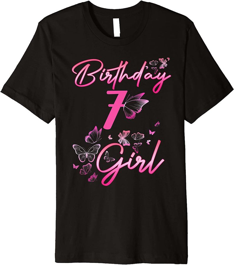 Happy Birthday Shirt - Girls 7th Party 7 Years Old Birthday Premium_1