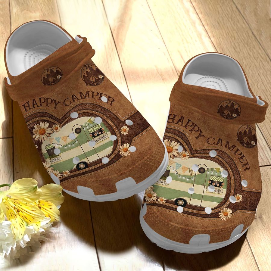 Happy Camper Crocs Shoes - Bus Camping Clog Crocbland Clog Birthday Gift Man Woman