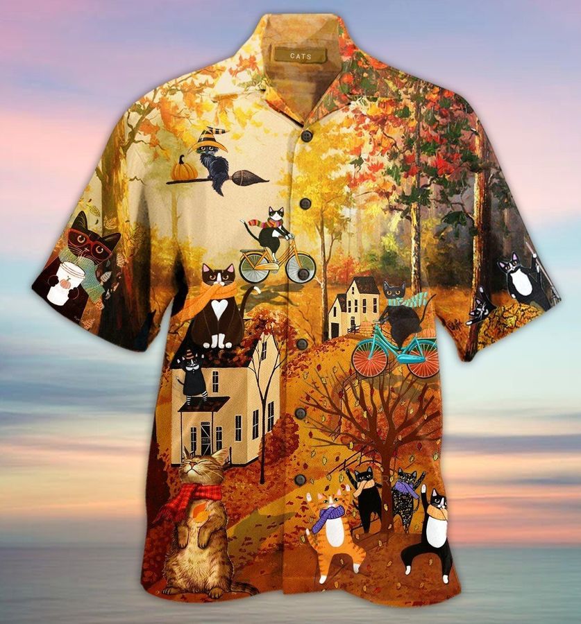 Happy Fall Yall Cats Hawaiian Shirt Pre12967, Hawaiian shirt, beach shorts, One-Piece Swimsuit, Polo shirt, funny shirts, gift shirts, Graphic Tee
