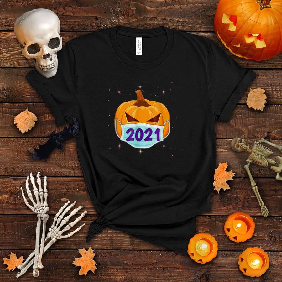 Happy Hallothanksmas 2021 Halloween Pumpkin Wearing Mask T Shirt