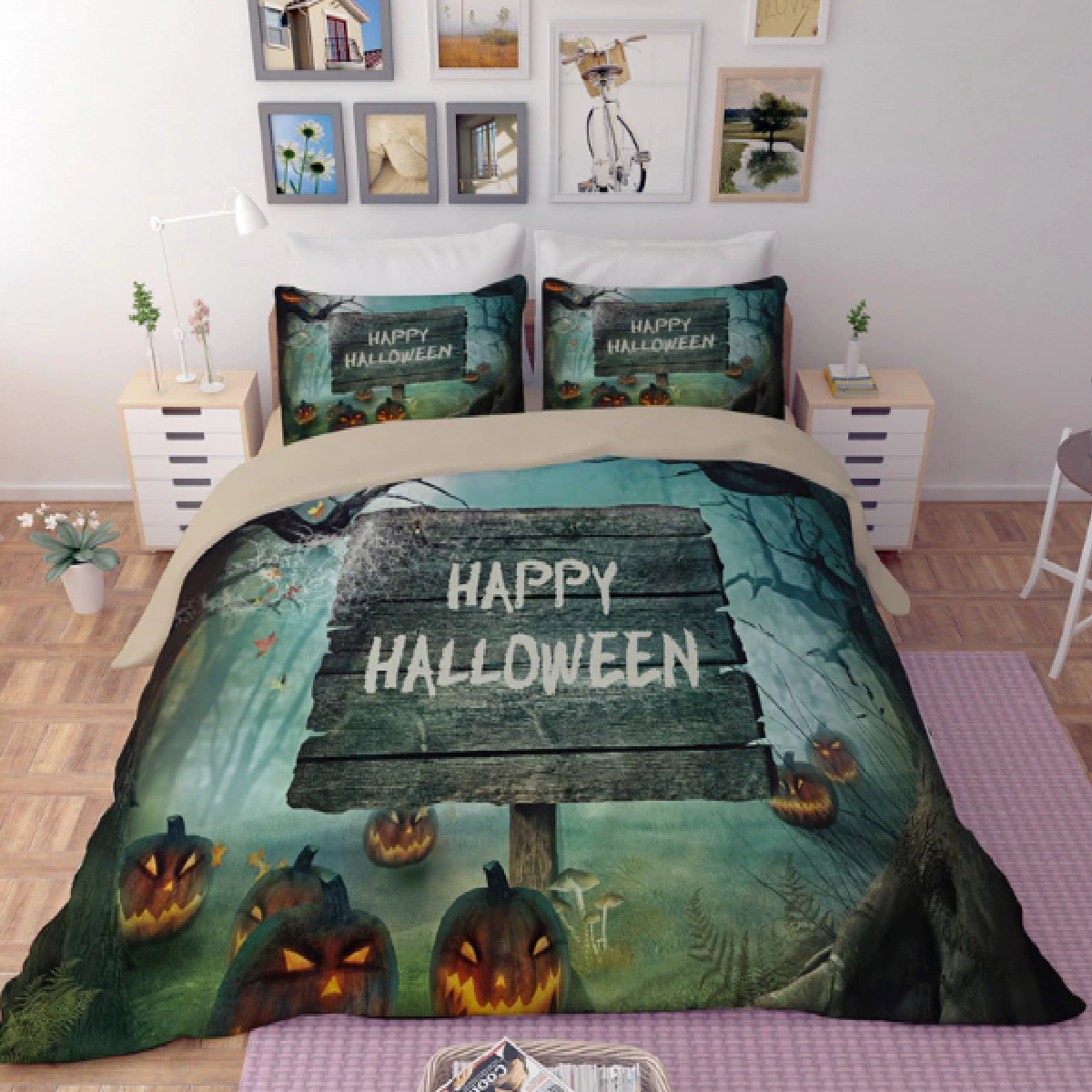 Happy Halloween pumpkin Land Duvet Bedding Set