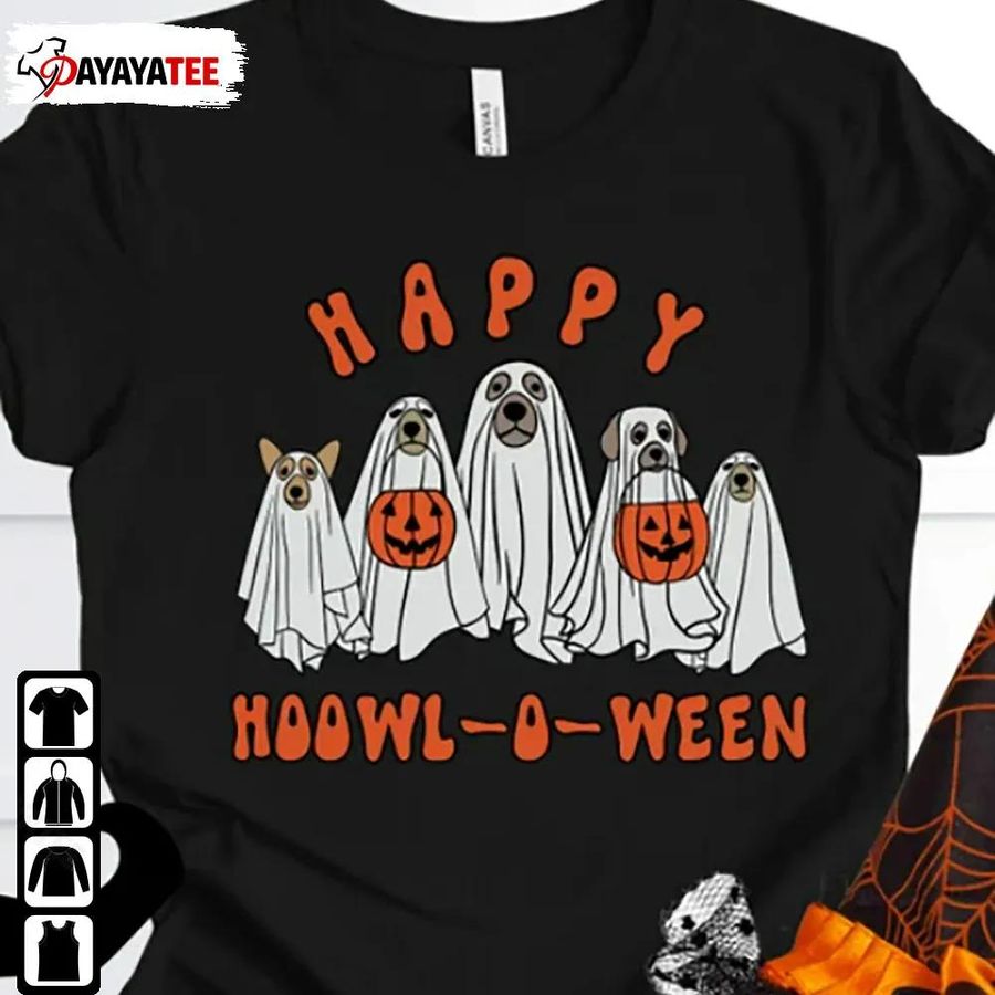 Happy Hoowloween Ghost Dog Halloween Shirt Spooky Pumpkin Unisex