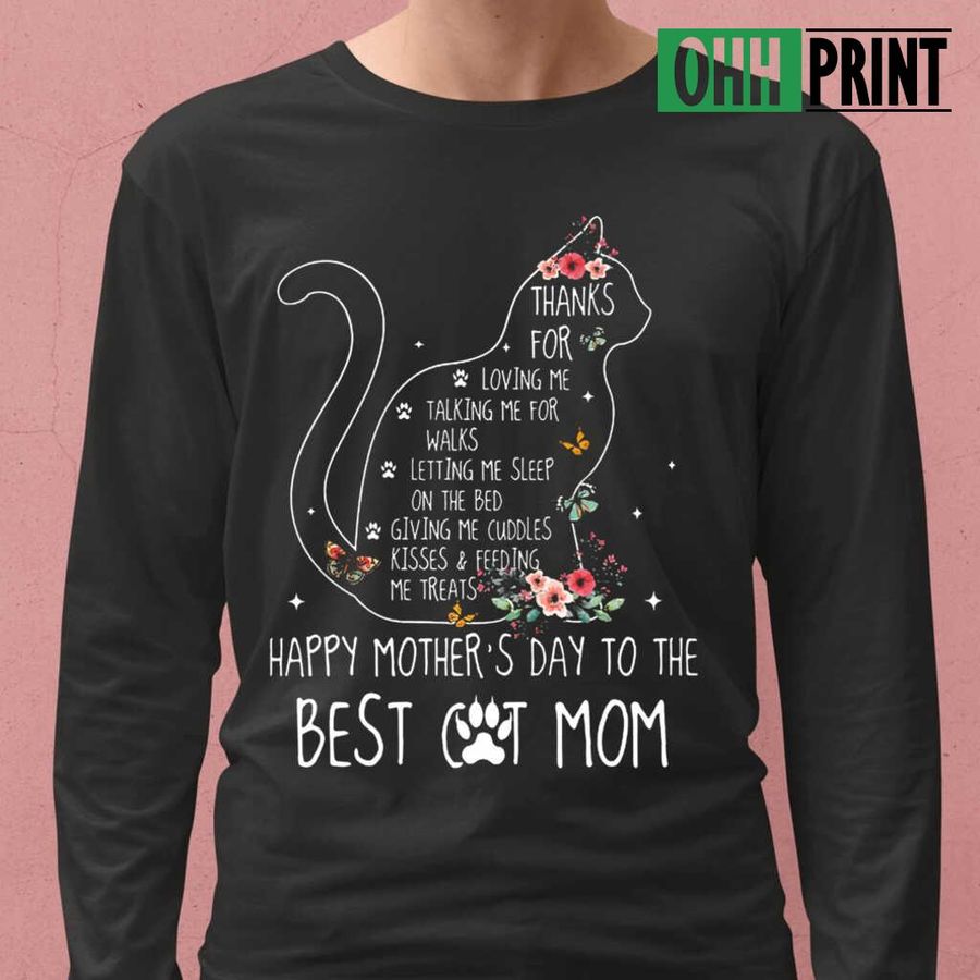 Happy Mother's Day To Be The Best Cat Mom Flower T-shirts Black
