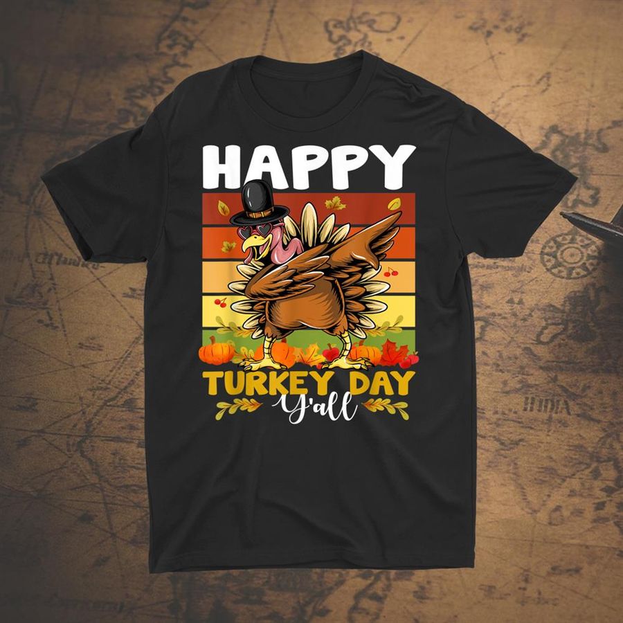 Happy Turkey Day Dabbing Thanksgiving Day Boys Girls Kids Shirt