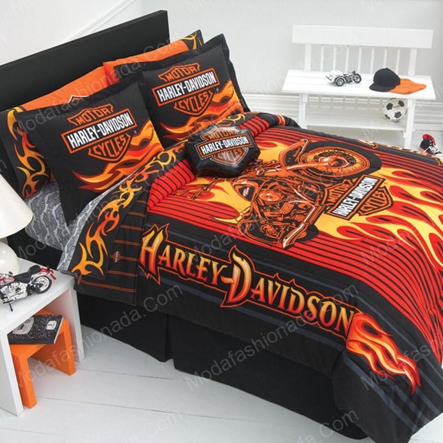 Harley Davidson Flame Rider Fireball Moto 3 Bedding Set