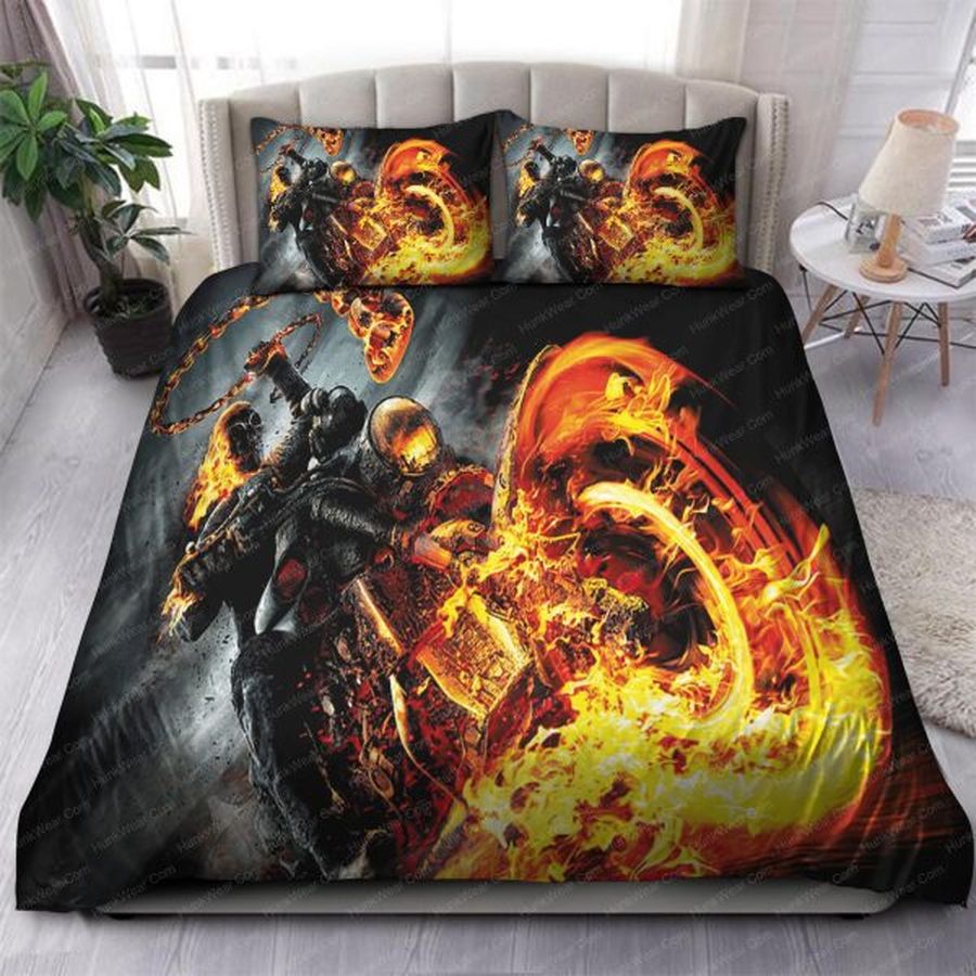 Harley Davidson Marvel Ghost Rider With His Fire Chain Bedding Set