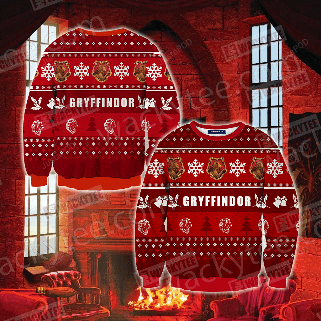 Harry Potter  Gryffindor House Ugly Christmas Sweater All Over
