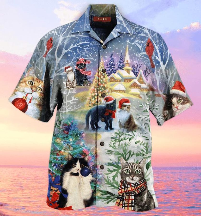 Have A Purry Purry Christmas Cat Hawaiian Shirt Pre12956, Hawaiian shirt, beach shorts, One-Piece Swimsuit, Polo shirt, funny shirts, gift shirts