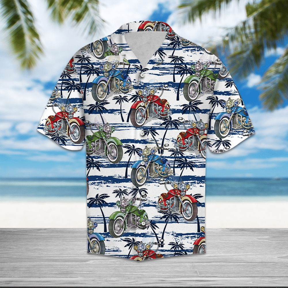 HAWAII SHIRT Motorbike Palm Tree -zx15604 