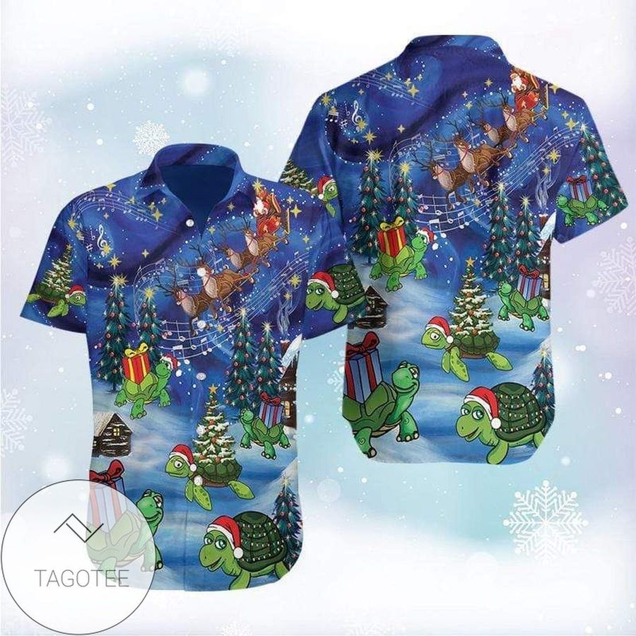 Hawaiian Aloha Shirts Awesome Turtle On Christmas 312l