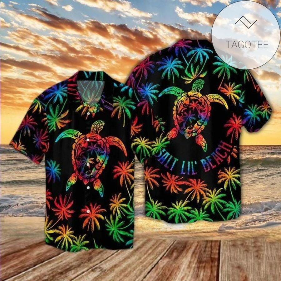 Hawaiian Aloha Shirts Colorful Turtle Salty Lil Beach