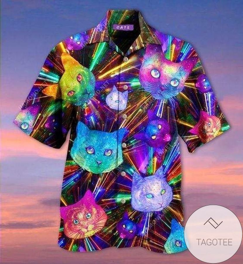 Hawaiian Aloha Shirts Space Cat Evolution