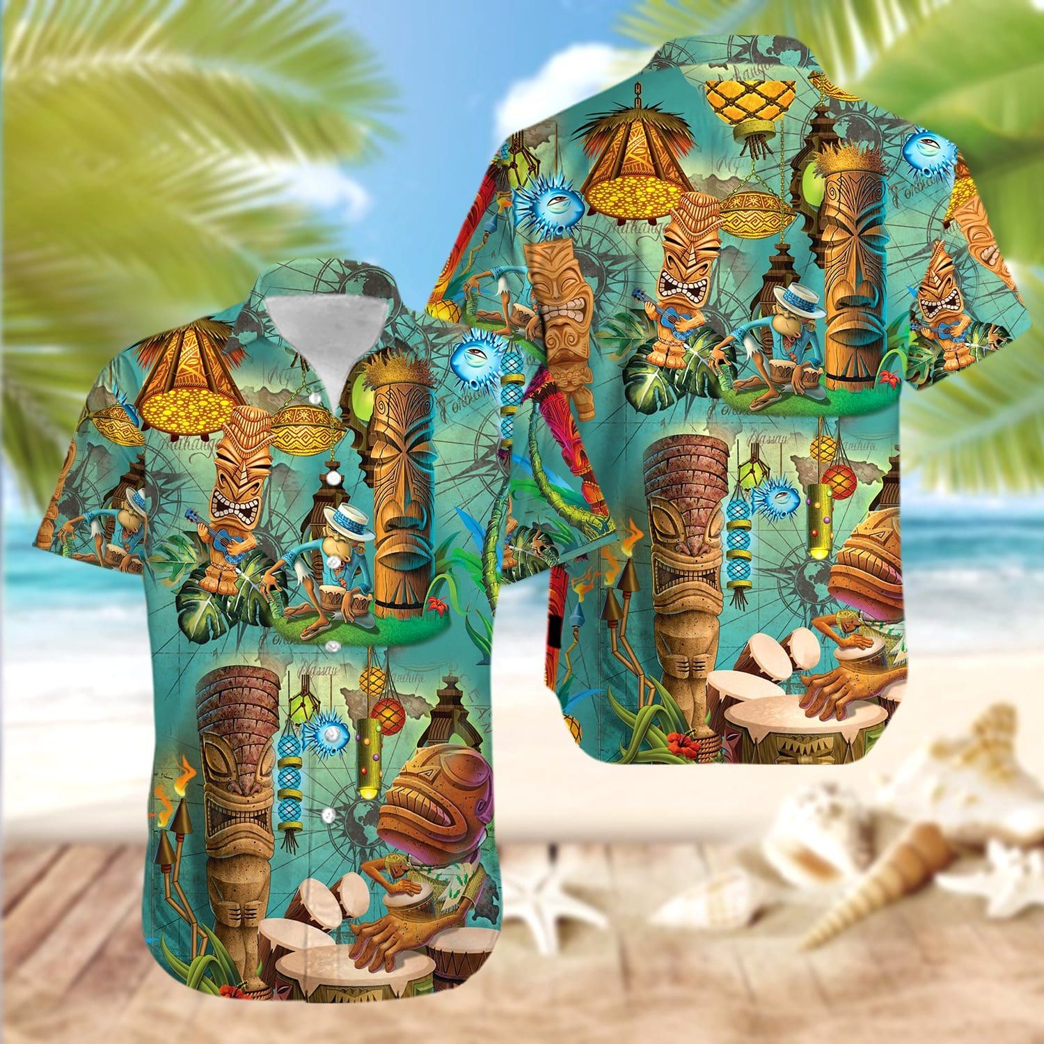 Hawaiian Aloha Shirts The Tiki Bar Is Open #204KV