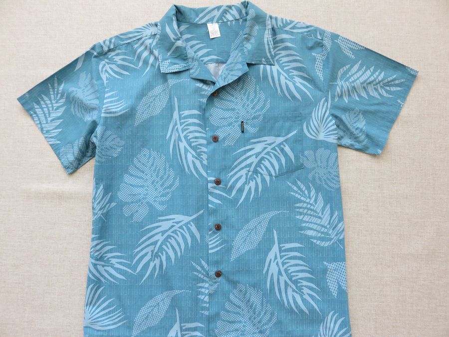 Hawaiian Shirt Men Hawaii Aloha Shirt Mens Size XLarge 100% Cotton Camp PALMWAVE Rad Tropical Techno Palm Print