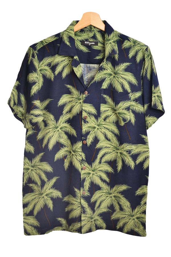 hawaiian shirt - short sleeved - palm tree print - slim fit