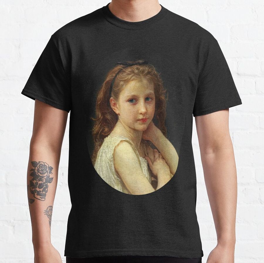 Head of a Young Girl by Bouguereau William-Adolphe Remastered Classic T-Shirt