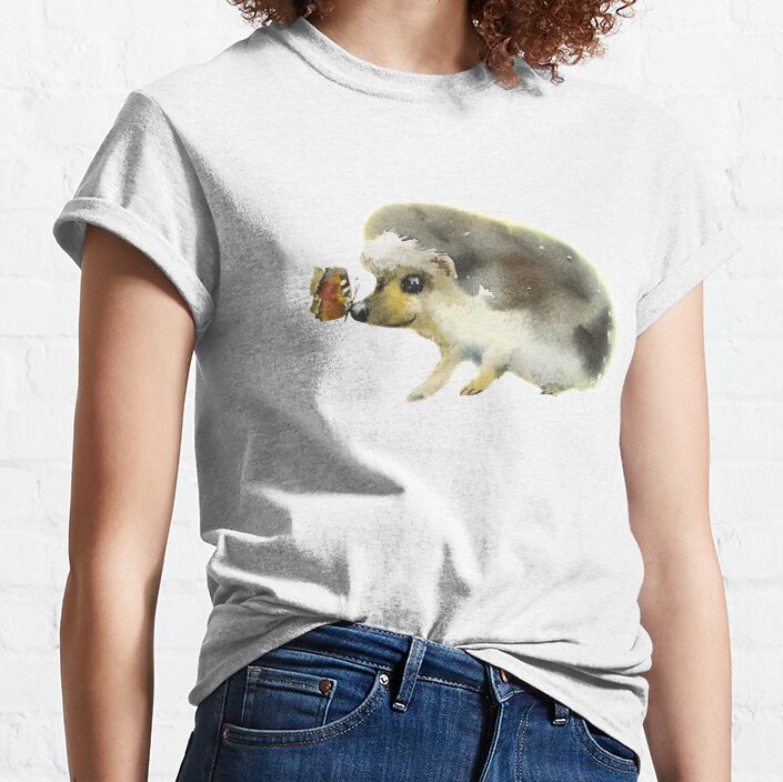 Hedgehog-watercolor portrait animals Classic T-Shirt