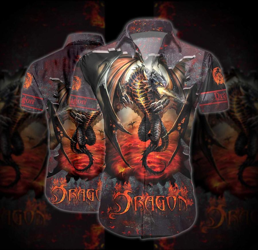 Hell Fire Dragon Hawaiian Shirt Pre12992, Hawaiian shirt, beach shorts, One-Piece Swimsuit, Polo shirt, funny shirts, gift shirts, Graphic Tee