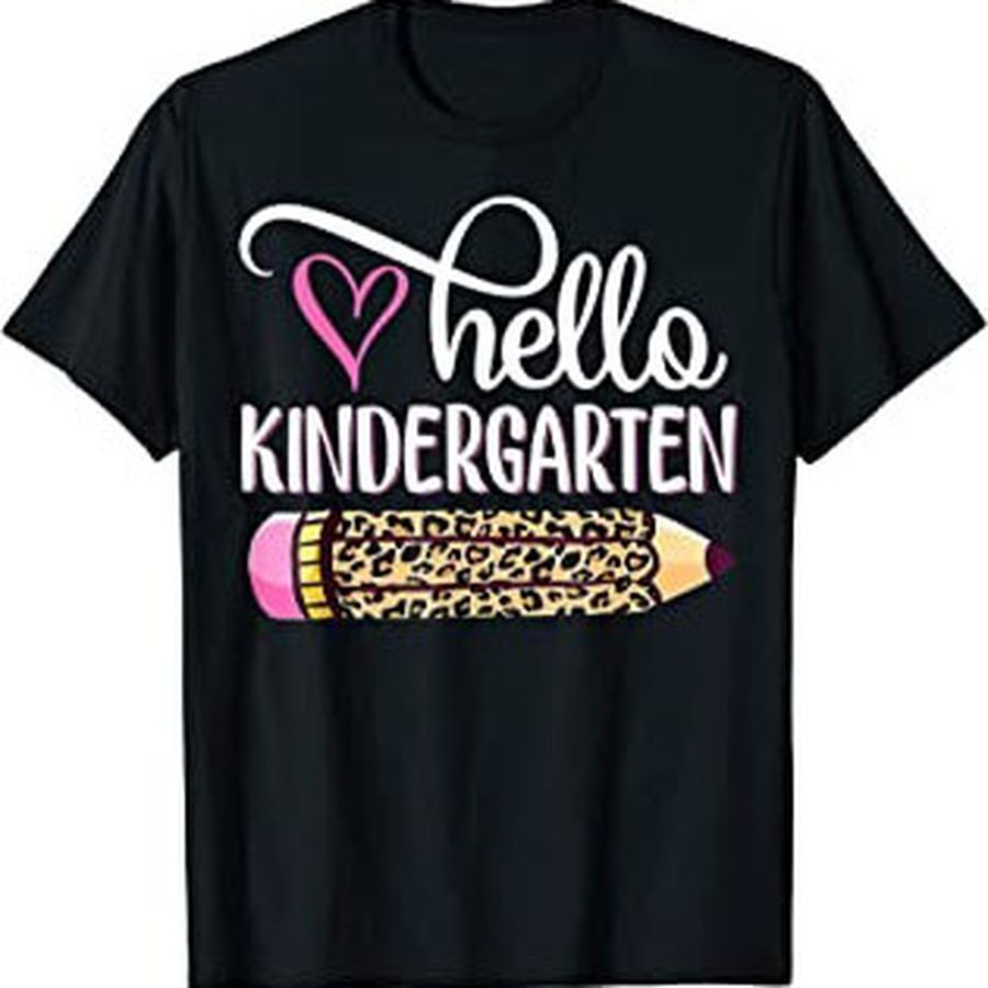 Hello Kindergarten Pink Leopard Pencil Back To School Shirt