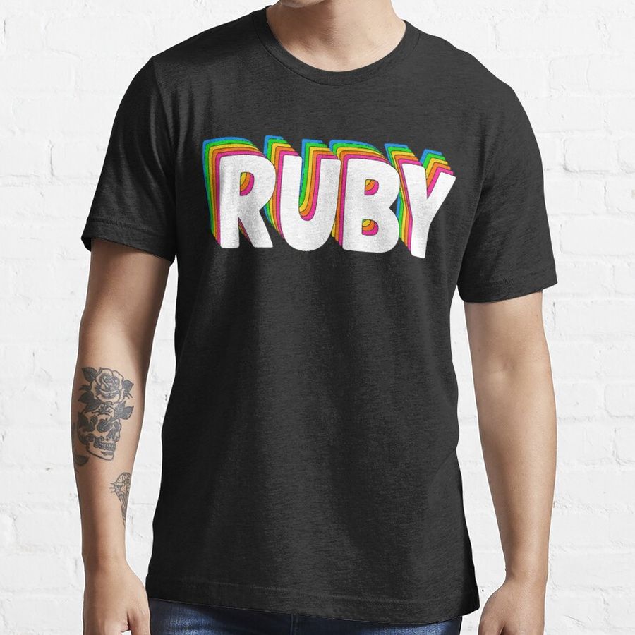 Hello My Name Is Ruby Rainbow Name Tag  Essential T-Shirt
