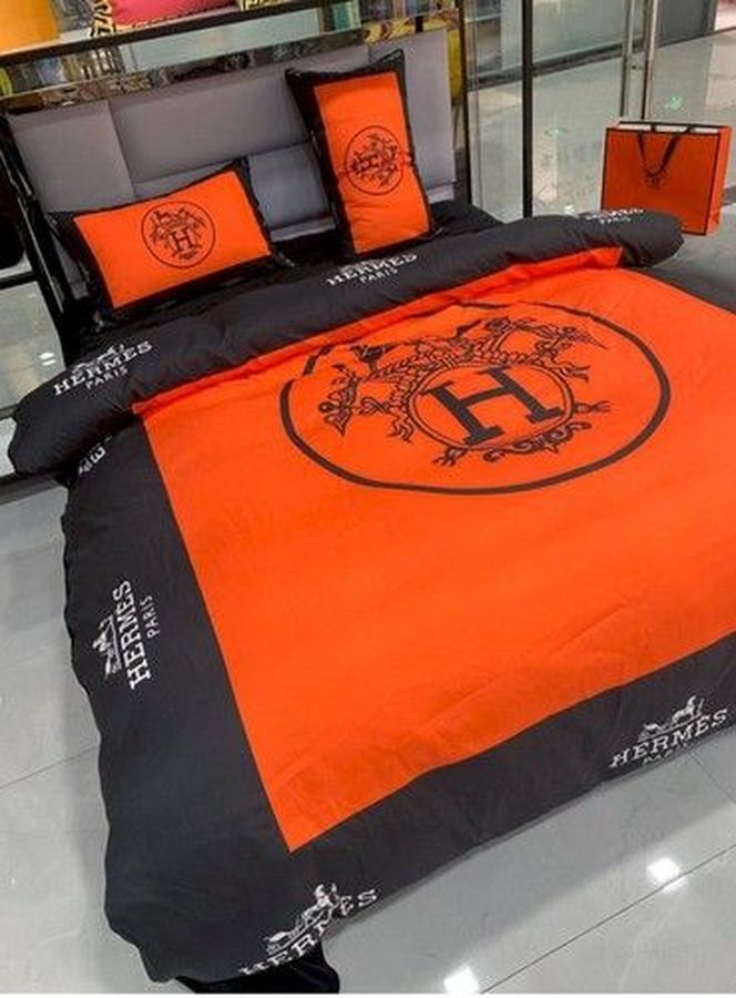 Hermes 08 Bedding Sets Duvet Cover Bedroom Luxury Brand Bedding Customized Bedroom