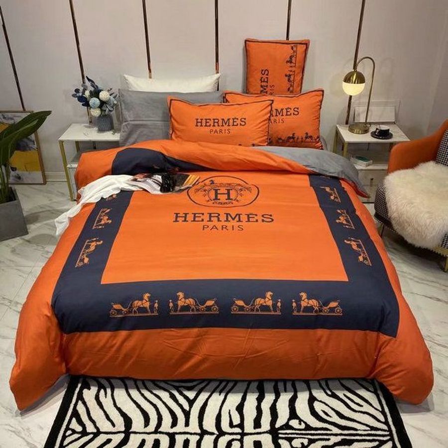 Hermes Paris Luxury Brand Type 40 Bedding Sets Duvet Cover Bedroom Sets
