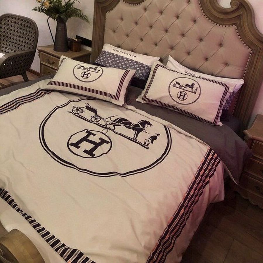 Hermes Paris Luxury Brand Type 66 Bedding Sets Duvet Cover Bedroom Sets