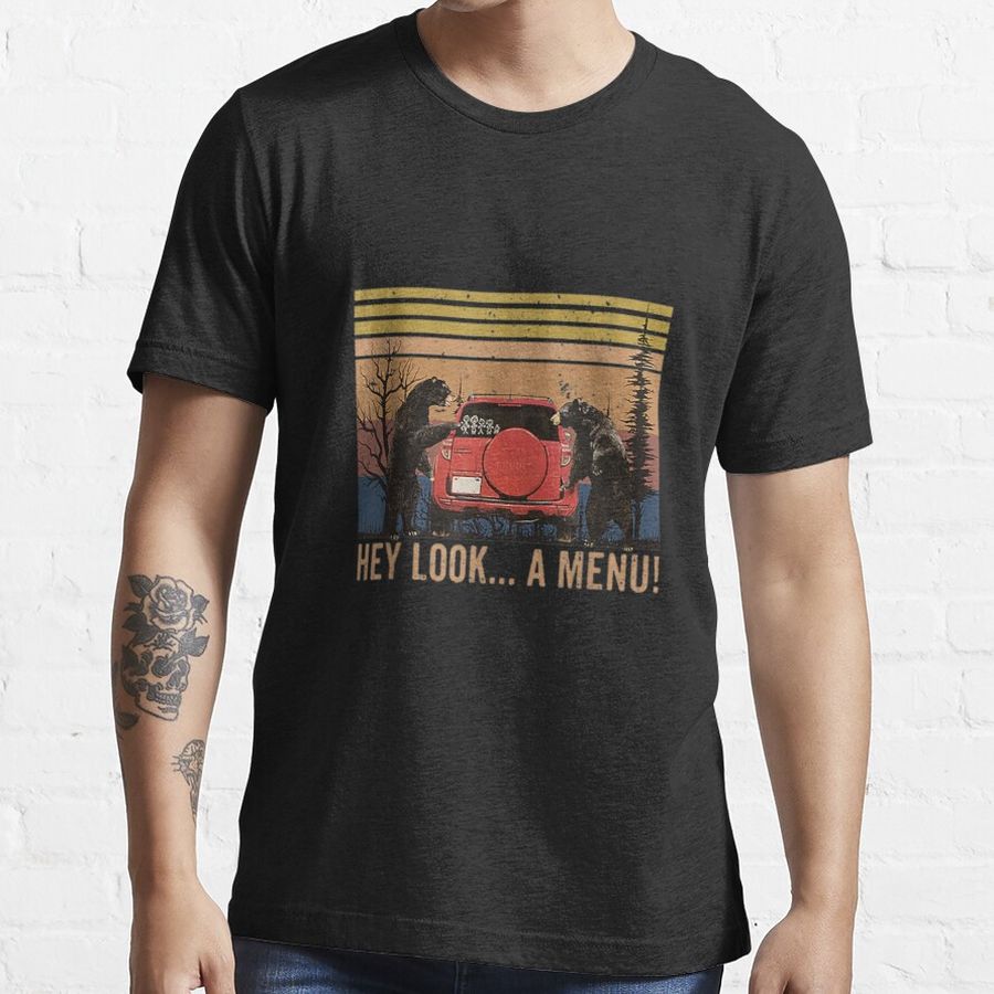 Hey Look A Menu Funny Camping Bear Vintage Essential T-Shirt Essential T-Shirt