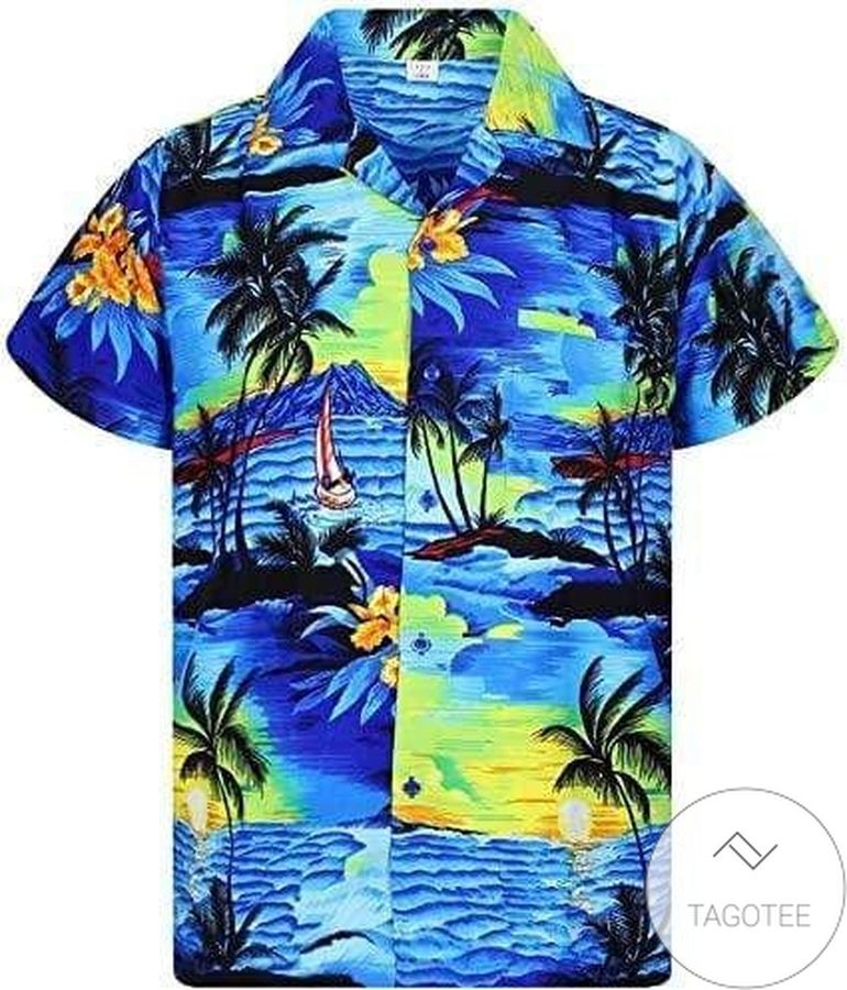 High Quality Beach Blue Beautiful Funky Hawaiian Aloha Shirts