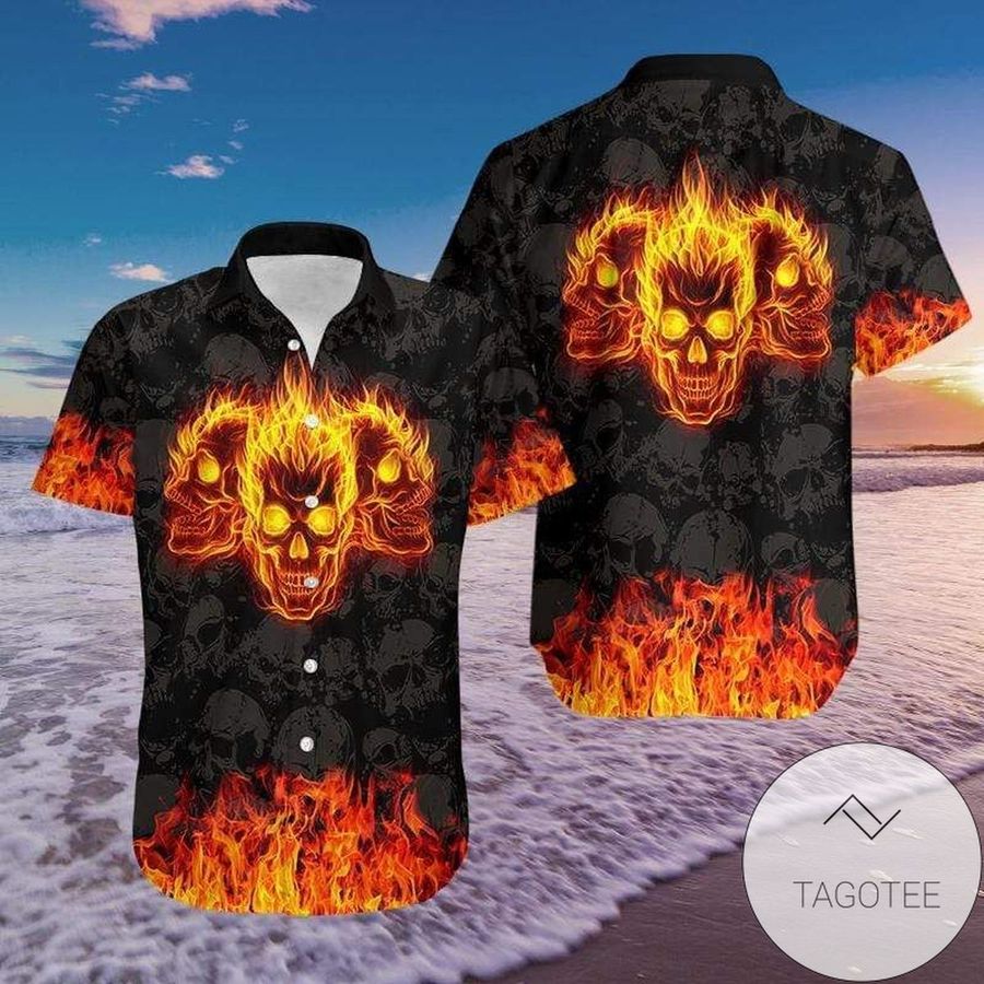 High Quality Burning Skulls Authentic Hawaiian Shirt 2022s
