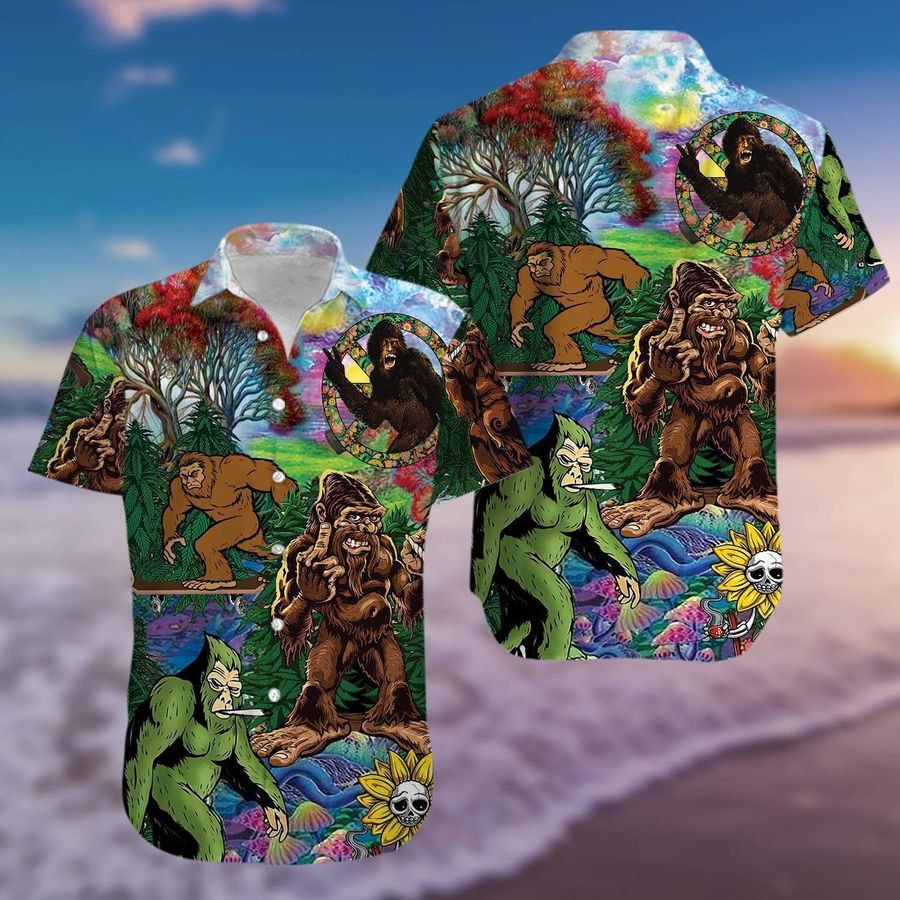 Hippie Bigfoot Wild And Free Hawaiian Shirt Pre12965, Hawaiian shirt, beach shorts, One-Piece Swimsuit, Polo shirt, funny shirts, gift shirts