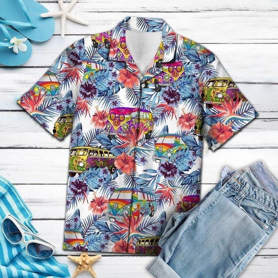 Hippie Bus Tropical Hawaiian Shirt Pre12919, Hawaiian shirt, beach shorts, One-Piece Swimsuit, Polo shirt, funny shirts, gift shirts, Graphic Tee
