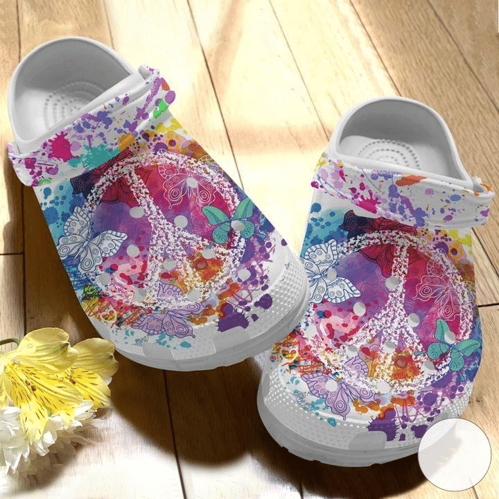 Hippie Butterfly Watercolor Gift For Lover Rubber Crocs Crocband Clogs, Comfy Footwear Tl97