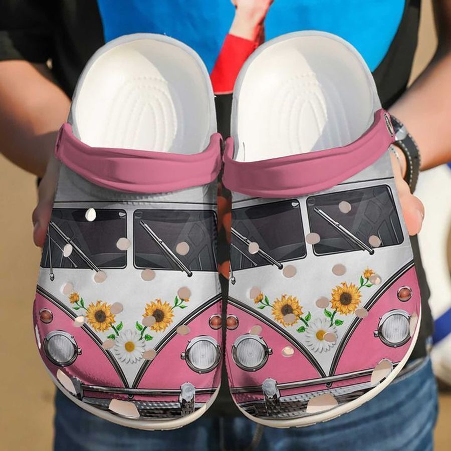 Hippie Colorful Van Sku 1292 Crocs Clog Shoes