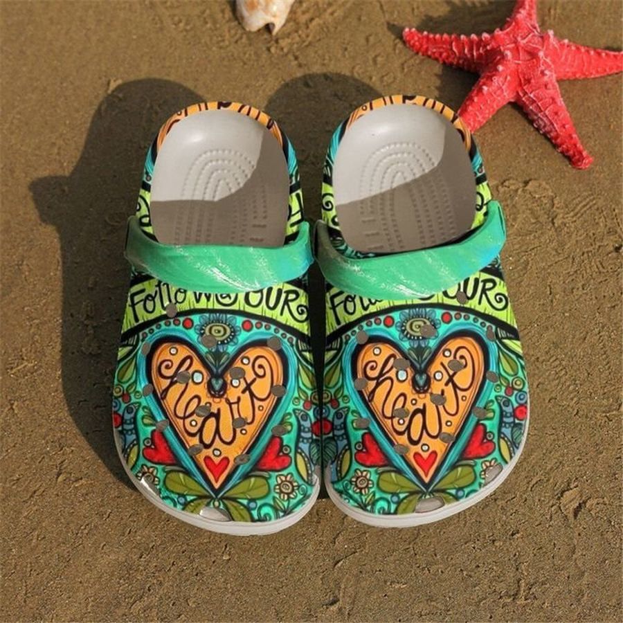 Hippie Follow Your Heart For Men And Women Gift For Fan Classic Water Rubber Crocs Crocband Clogs, Comfy Footwear