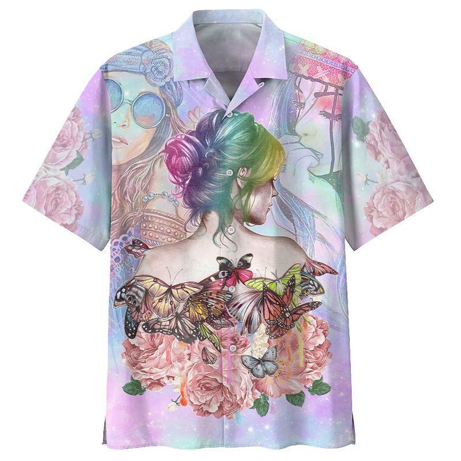 Hippie Girl Hawaiian Shirt Pre12952, Hawaiian shirt, beach shorts, One-Piece Swimsuit, Polo shirt, funny shirts, gift shirts, Graphic Tee