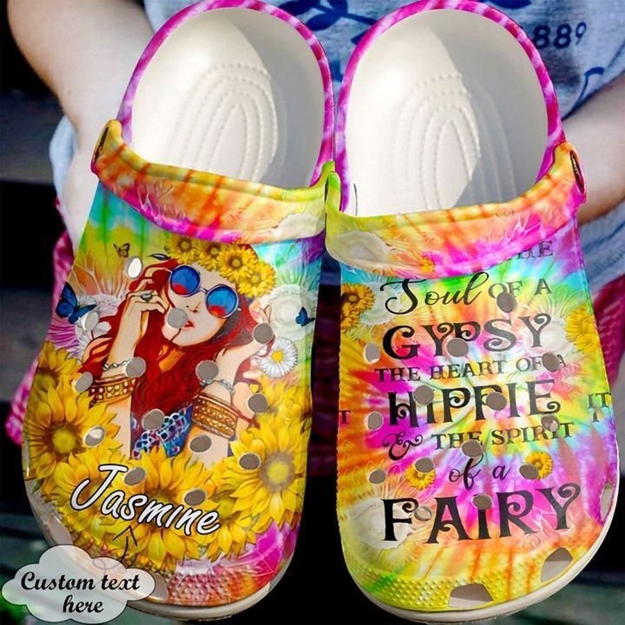 Hippie Personalized Soul Of A Gypsy Sku 1352 Crocs Crocband Clog Comfortable For Mens Womens Classic Clog Water Shoes
