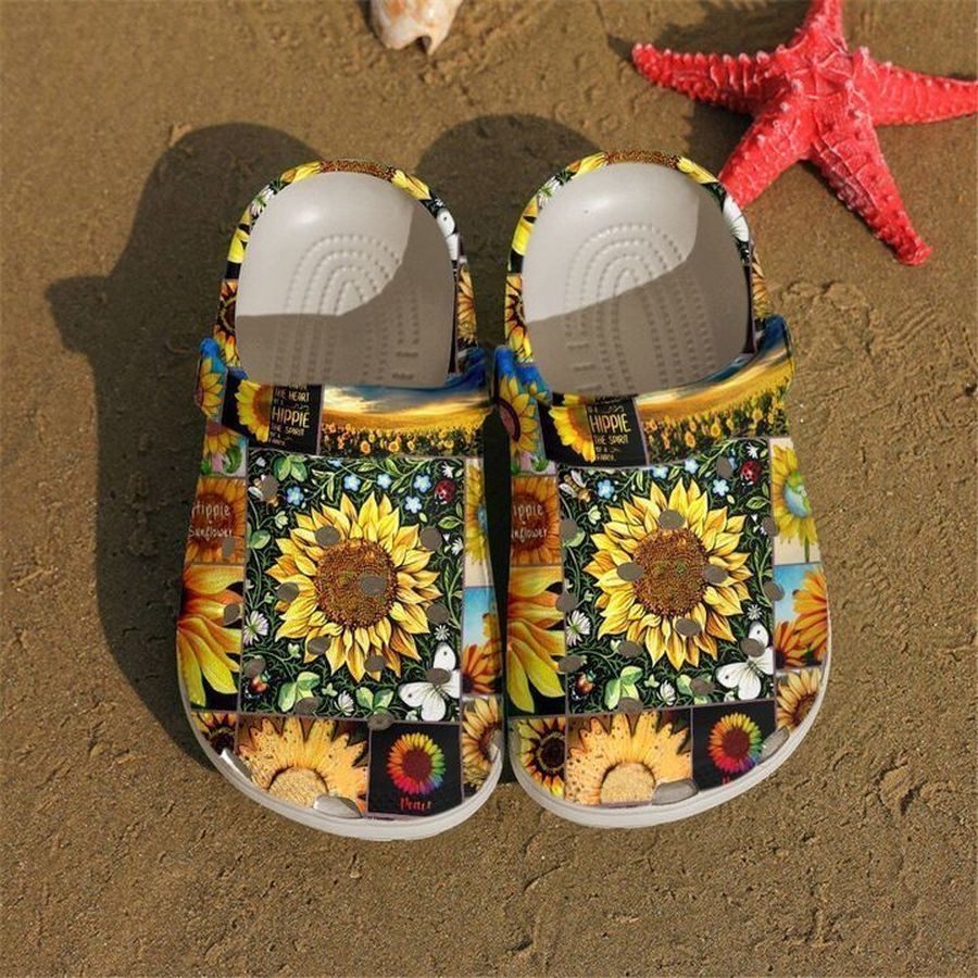 Hippie Sunflowers Sku 677 Crocs Clog Shoes