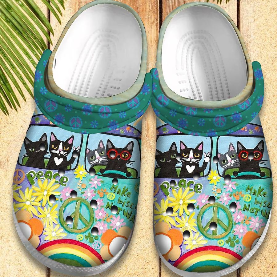 Hippie Vans Bus Crocs Shoes - Hippie Cat Van Retro Crocs Crocbland Clog Birthday Gift For Man Woman Boy Girl
