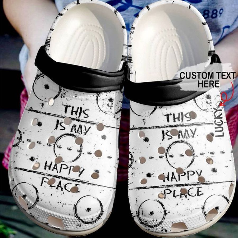 Hockey Personalized My Happy Place Sku 1385 Crocs Crocband Clog Comfortable For Mens Womens Classic Clog Water Shoes