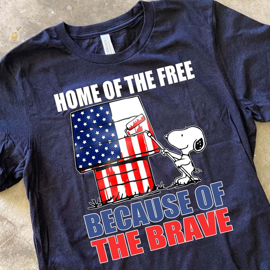 Home of the free because of the brave – Snoopy painting the house, 4th of July