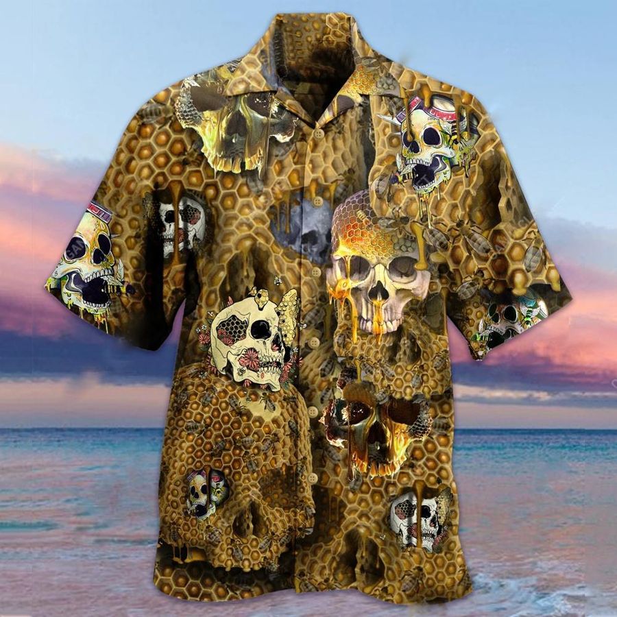 Honeybee Summer Yellow Skull Hawaiian Shirt Pre12853, Hawaiian shirt, beach shorts, One-Piece Swimsuit, Polo shirt, funny shirts, gift shirts