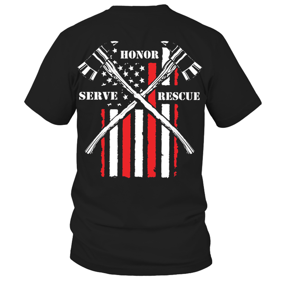 Honor serve rescue – The axe and America flag