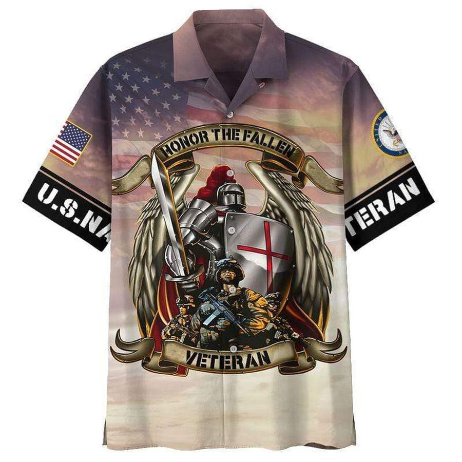 Honor The Fallen Us Navy Veteran And Knight Templar Hawaiian Shirt Pre11309, Hawaiian shirt, beach shorts, One-Piece Swimsuit, Polo shirt