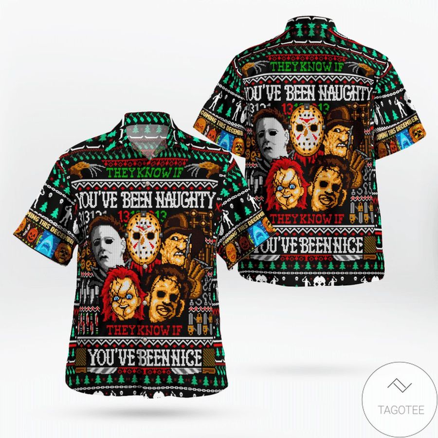 Horror Movie Characters They Know If Youve Been Naughty Hawaiian Shirt