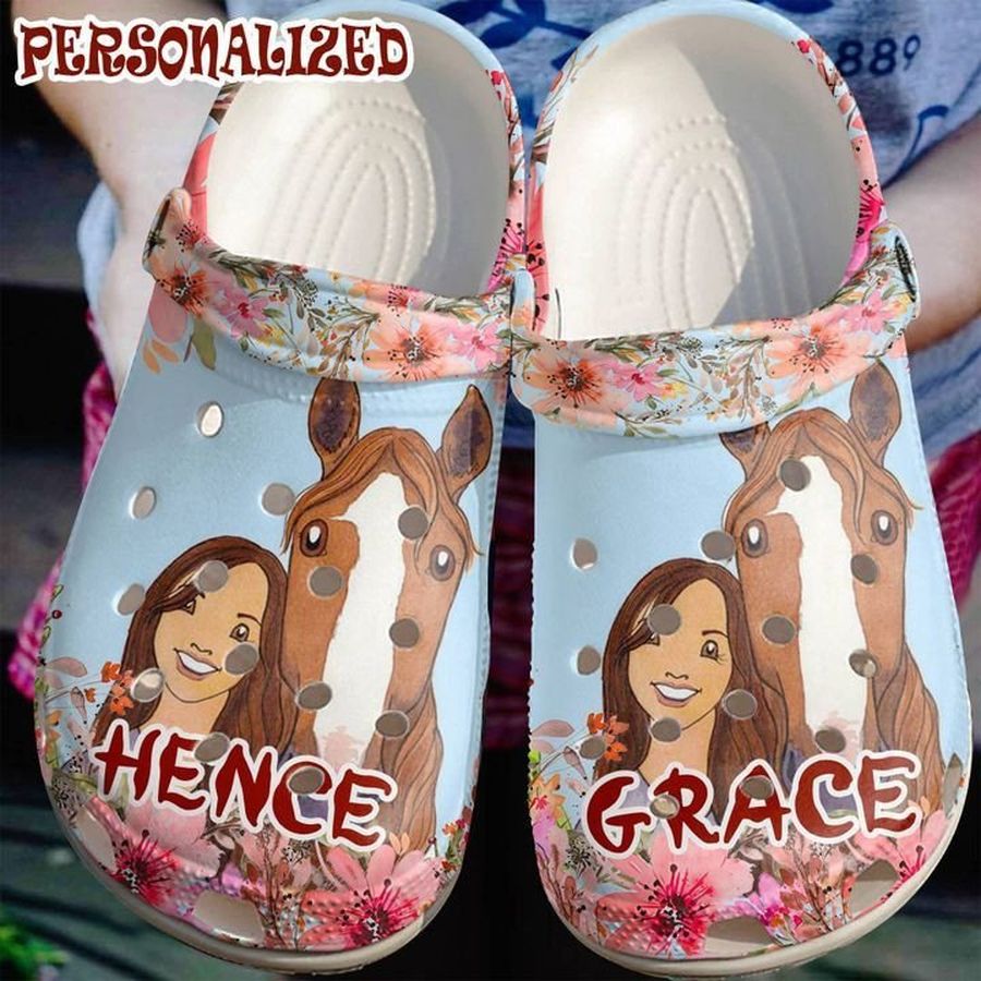 Horse And Cowgirl Rubber Crocs Crocband Clogs, Comfy Footwear