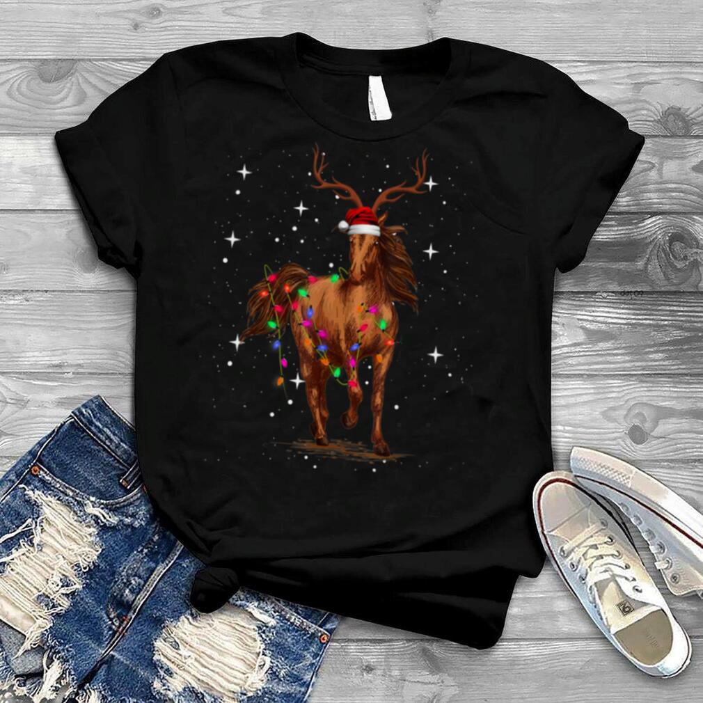 Horse Christmas Reindeer Christmas Lights Pajama T Shirt