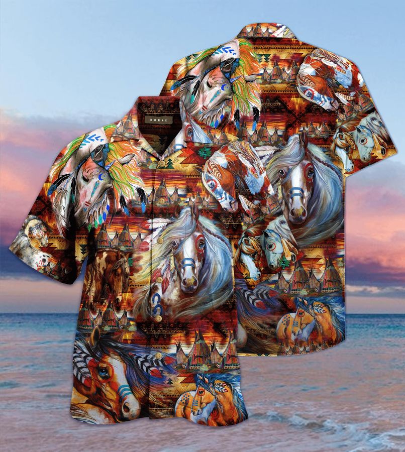Horse Native American Hawaiian Shirt Pre12860, Hawaiian shirt, beach shorts, One-Piece Swimsuit, Polo shirt, funny shirts, gift shirts, Graphic Tee