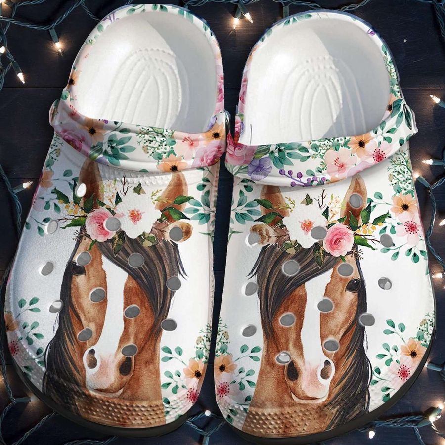 Horses Flower Floral Crocs Crocband Clog Shoes