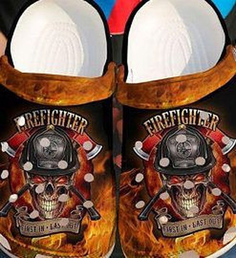 Hot Firefighter Skull Crocs Crocband Clog  Clog Comfortable For Mens And Womens Classic Clog  Water Shoes  Comfortable